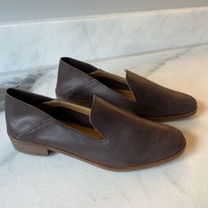 🍀 Lucky Brand Brown Leather Loafer Slides. Size 8!